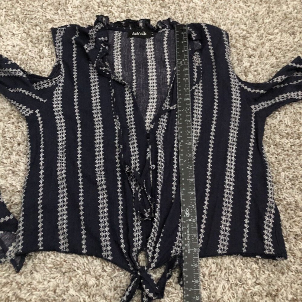 Fab’ Rik long sleeve cold shoulder tie waist blouse top Bell Sleeve Size Large - Picture 2 of 10